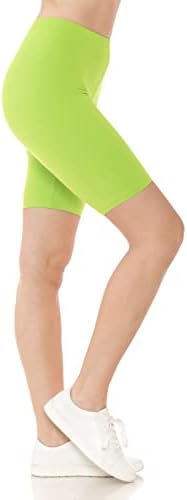 Leggings Depot Women's Buttery Soft Fashion Biker Shorts Athletic Shorts for Yoga, Lime, 1X