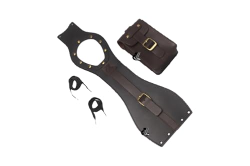 Image of Genuine Leather Motorcycle Tank Strap with Pouch Compatible with Royal Enfield Hunter 350 (Tank Strap with Pouch, Black & Brown)