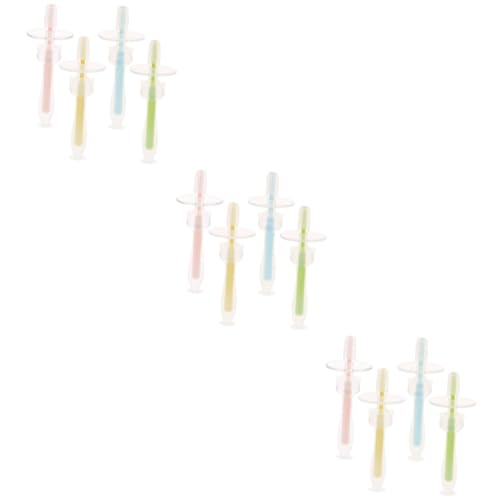 DEARMAMY 3 Sätze Babyzahnbürste Fingerzahnbürste Babyzahnbürste Kinderzahnbürsten Neugeborenenkopf Kinderzahnbürsten Saugnapf Silikon Säugling 4 Stück * 3