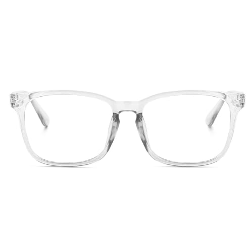 Image of Blue Light Blocking Computer Glasses for Men & Women, Square TR90 Lightweight Eyeglasses Frame, Anti Eye Strain UV Protection, Clear Lens for Gaming Office Reading