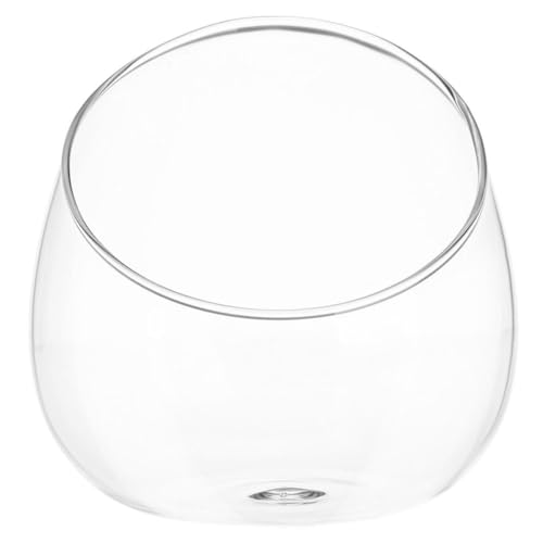 RUNROTOO Vase 13,5 Cm Ouverture Inclinée en Verre Rond Moderne Terrarium Élégant pour Plantes Aériennes et Mousse pour Décoration Intérieure et Salons