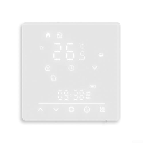 Thermostat intelligent, WiFi pour Tuya Smart Home MATTER Interrupteur intelligent pour chauffage au sol électrique, station météo intégrée, 88 x 88 mm (GA)