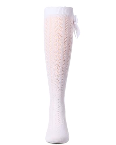 MeMoi Girls' Crochet Bow Cotton Blend Knee High Sock3