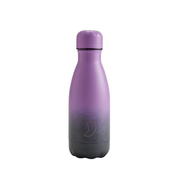 Botella Térmica de Acero Inoxidable Chilli, 260 ml, Diseño Degradado Púrpura y Negro, Medianoche