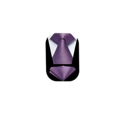 Image of HISDERN Mens Ties Solid Color Ties for Men Formal Necktie with Pocket Square Set Satin Silk Neck Tie Handkerchiefs Set