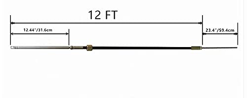 Yeaborn Boat Steering Cable 12 Feet Steering Cable 12' Outboard Rotary Steering Cable For Most Single Station Boats #TOP5