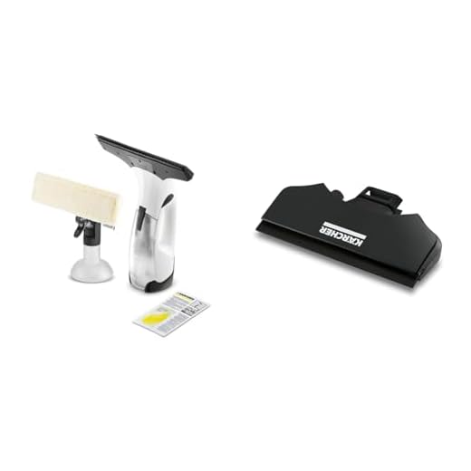 Bundle of Kärcher Window Vac WV 2 Plus, Battery Running Time: 35 min, LED Display for Battery Status, Spray Bottle with Microfibre Cloth + Kärcher 26331120, Window Vac Small Suction Blade, Black