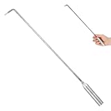 Hemobllo Multifunktionaler Kaminhaken aus Metall mit Langem Stiel Tragbares Feuerstellenwerkzeug für Outdoor Camping Holzkohle Feuerhaken Robustes Kaminbesteck für Feuerstellen