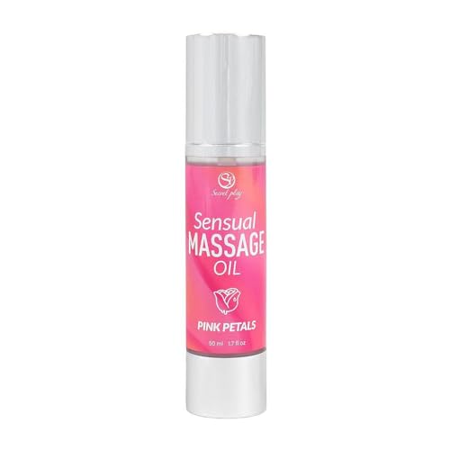 SECRET PLAY - Aceite de Masaje Erótico con Textura Sutil y Deslizante | Hidratante para la Piel y Aromático | Perfecto para Masajes Sensuales | Aroma Pétalos Rosas | 50 ml