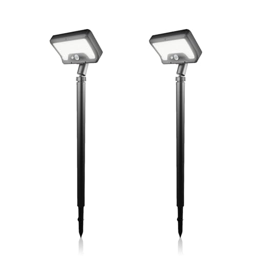 Jefedana Solarlampen für Außen Garten: IP65 Wasserdicht Solarleuchten Garten mit Bewegungsmelder USB & Solar - 6500K Kaltlicht Hof Eingangstür Gehweg (2 Stück)