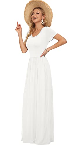 Image of AUSELILY Women's Classic Short Sleeve Loose Plain Casual Long Maxi Dresses for Women 2026