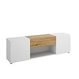 Mobelcenter, Mueble de TV Kuo, Módulo TV con 2 Puertas, 1 Cajón y 1 Hueco, Color Blanco y Nordic, Medidas: Ancho: 139 cm x Alto: 45 cm x Fondo: 35 cm (1437)