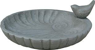 Bebedero para pájaros y moderno con pájaro, grande: diámetro de 37 cm, color: gris, resistente al invierno, decoración de jardín, cuenco para pájaros, baño para pájaros, fuente de agua