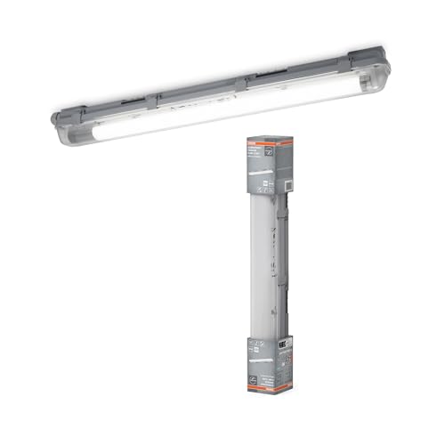Osram Submarine Feuchtraumleuchte mit eingebautem Bewegungsmelder 60cm 8W, LED-Leuchte in Grau, IP65-Schutz, für Lagerhallen und Garagen