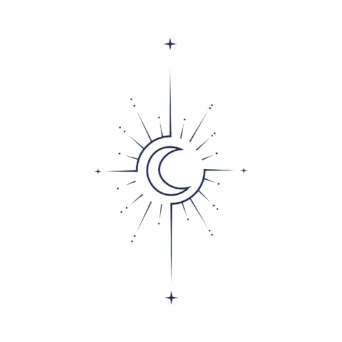 Tattwo.me – Tatuaje temporal para adultos y niños, dura 2 semanas, resistente al agua –luna en un sol – Tinta de origen vegetal - Certificado UE de cosméticos – (M0032)
