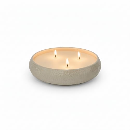 Image of Aeolian 3 Wick Vanilla Scented Candle in Hammered Champagne Bowl (14cm) - Luxurious Soy Wax Table Centrepiece, Perfect Home Decoration Gift, Elegant Interiors by Rowen Homes (White)