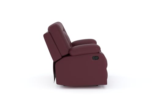 Image of Amazon Brand - Solimo Elysium | Single Seater Sofa Recliner | Manual Recliner (Leatherette Maroon)