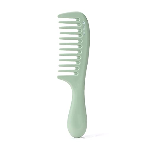 HYOUJIN Wide Tooth Comb Curly Hair Detangling Hair Brush Small Portable Paddle Hair Comb Care Handgrip Comb For All Hair Styling (Mint)