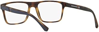 Emporio Armani Men's Ea4115 Prescription Eyewear Frames With Two Interchangeable Sun Clip-Ons Rectangular Sunglasses, Matte Havana/Clear/Brown Gradient/Blue Mirrored, 54 Mm,Free Size