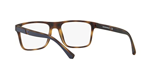 Emporio Armani Men's Ea4115 Prescription Eyewear Frames With Two Interchangeable Sun Clip-Ons Rectangular Sunglasses, Matte Havana/Clear/Brown Gradient/Blue Mirrored, 54 Mm,Free Size