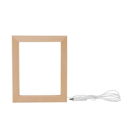 CALLARON Marco de Fotos Luminoso de Madera Luz LED 3d para Mesa, Diseño Simple y Chic, Soporte Enchufable Adecuado para Decoración del Hogar