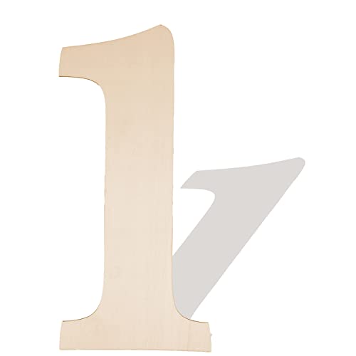 17 Inch Large Wooden Numbers, Blank Wooden Number 1 Shape Cutouts Big Unfinished Wood Numbers Signs for Craft Wall Decor Painting Birthday Wedding Party Decoration Kitchen Room Home Decorations