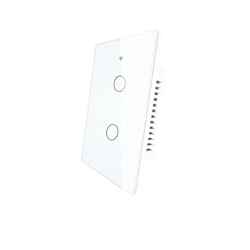 Interruptor de luz inteligente de toque de parede com neutro/sem neutro, sem capacitor, vida inteligente/Tuya funciona com Alexa Google Hub necessário 2 gangues branco EUA