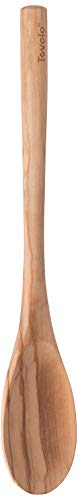 Tovolo Olivewood Kitchen Spoon, Natural Wood Cooking Utensil for Mixing and Stirring, Safe for Cast Iron and Nonstick Cookware, Smooth Finish, Durable Handle, 12-Inch