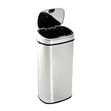 HOMCOM Papelera de Cocina 68L Cubo Basura Sensor Detector Movimiento Plata