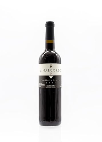 Viñalgordo Vino Tinto Reserva Artesanal – 100% Cencibel (Tempranillo), DO La Mancha – Cosecha 2021 – Edición Limitada – Botella 750 ml – Vino para Regalar y Disfrutar