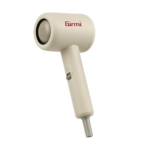 Girmi PH04 Asciugacapelli da viaggio, 1000W, 2 Velocità, 2 Temperature, Design Compatto e leggero, Gesso