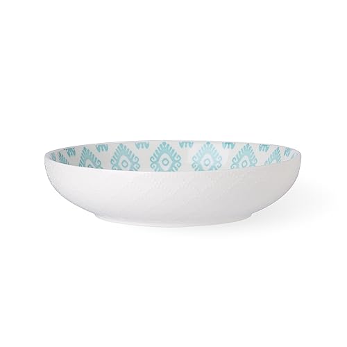 Pad Print 13 Dinner Bowls 8.5'' Set of 4 by Signature Housewares, Multicolor, 22oz, Aqua Multi