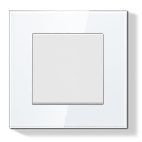 BSEEDLIFE Interrupteur Mural,Interrupteur Encastré avec Cadre en Verre de Cristal,1 Gang 1 Voie,Installation Facile,86 * 86mm,Blanc