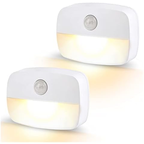 Led Night Light, 2 Pack Motion Sensor Lights Indoor, Stick On Night Light by Battery Powered, Kids Night Light Bedroom, Automatic ON/Off Light for Stair, Hallway, Closet, Kitchen,Cupboard, Warm White Cover