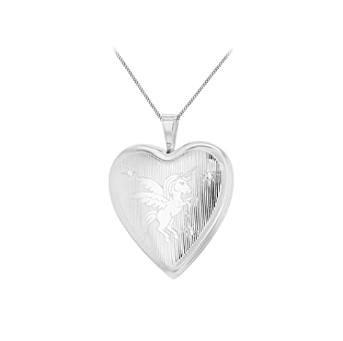 Médaillon licorne en argent sterling rhodié et sa chaîne gourmette pour femme