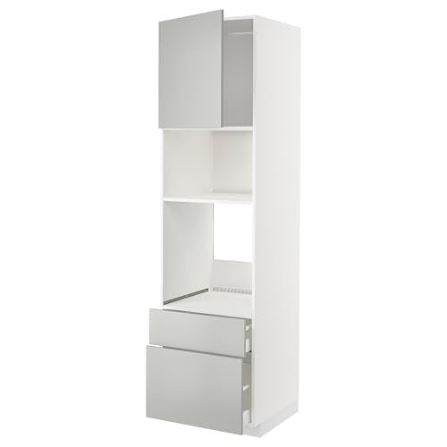 ProTuning METOD/MAXIMERA Horno de cabina alta/micro w dr/2 drwrs, blanco/Havstorp gris claro, 60 x 60 x 220 cm