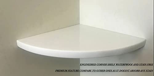 Tenedos Premium Quality Pure White Engineered Marble Bathroom Shower Corner Shelf Polished 9x9 inch - Maintenance Free, Stain Resistant (1)