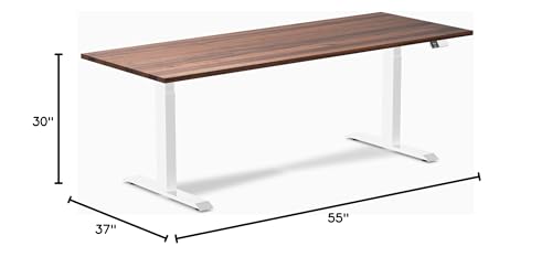 Image of Desky Dual Hardwood Sit Stand Desk - 80x30 Electric Standing Desk - Dual Motor, 3 Stage Adjustable Height Desk - Solid Wood Standing Desk - Whole-Piece Top in Walnut Wood