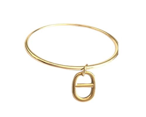 Générique Jonc or 6cm maille chaine d'ancre marine, Bracelet femme acier inoxydable doré, idee cadeau femme anniversaire, jonc 6cm petit poignet taille S
