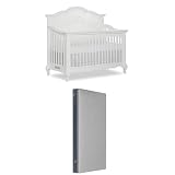 Bundle of Evolur Aurora 5-in-1 Convertible Crib in Frost White & Premium Airlay Crib Mattress – Luxury Nursery Sleep Set | Dual-Sided, Greenguard Gold Certified
