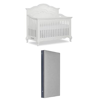 Bundle of Evolur Aurora 5-in-1 Convertible Crib in Frost White & Premium Airlay Crib Mattress – Luxury Nursery Sleep Set | Dual-Sided, Greenguard Gold Certified