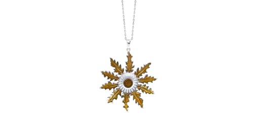 TALISMAN JEWELLERY Colgante Plata 925 con Esmalte Amarillo y Blanco - Eguzkilore, Flor Vasca (12 MM)