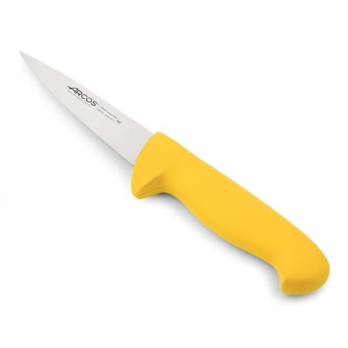 Arcos Cuchillo Carnicero Acero Inoxidable Nitrum y Hoja 130 mm. Cuchillo Cocina Profesional Cortar Carne, Pescado y Verduras. Mango ergonómico polioximetileno. Serie 2900. Color Amarillo.