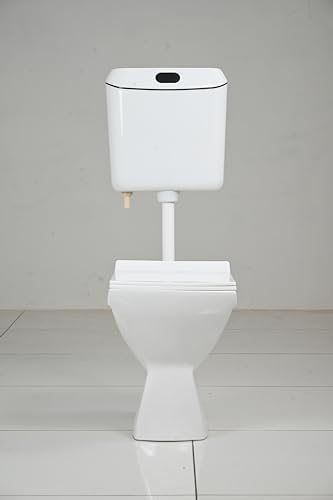 Image of Clay Plus EWC-SQUARE-FRONTBUTTON - Premium Grade EWC Western Toilet Commode With Soft Close Slim Seat Cover And Flush Tank