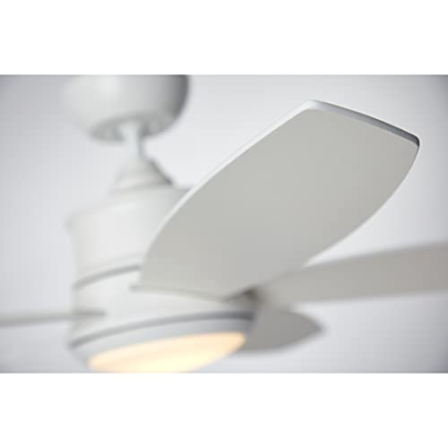 Luminance Claire Ceiling Fan With Lights And Remote Control | 52 Inch Indoor Fixture With Integrated Dimmable Led | Contemporary 5 Blade Design With Downrod Mount, Satin White #TOP7