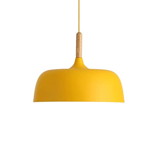 Plafonnier jaune en bois de 48cm avec suspension réglable E27 - 2