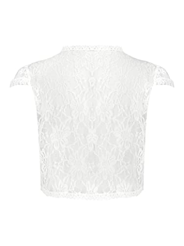 Kids Girls Short Sleeve Lace Floral Cardigan Summer Slim Fit Tops Open Front Shawl Beach Cover ups Casual Wear2