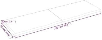 vidaXL Light Brown Bathroom Countertop - Versatile Solid Oak Wood Vanity Top, Handmade with Live Edge, Varnished Surface for Immediate Use, Generous Size