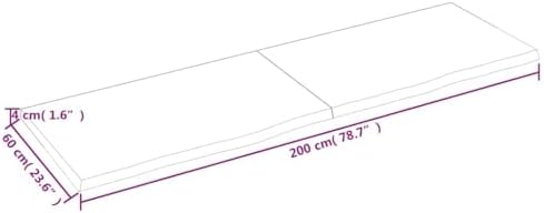 vidaXL Light Brown Bathroom Countertop - Versatile Solid Oak Wood Vanity Top, Handmade with Live Edge, Varnished Surface for Immediate Use, Generous Size