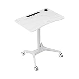 Bureau d'ordinateur Portable de Levage pneumatique de Poste de Travail Debout réglable en Hauteur avec 4 Rouleaux Silencieux Table de Chevet Mobile Table de canapé, Bureau d'étudiant multifo